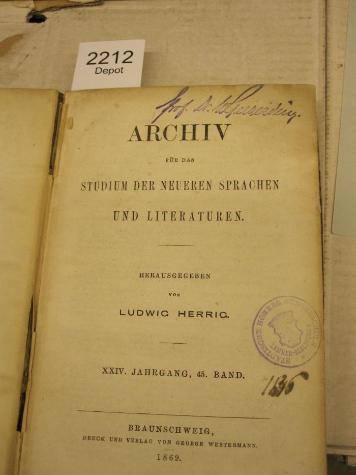  Archiv für das Studium der neueren Sprachen und Literaturen (1869)