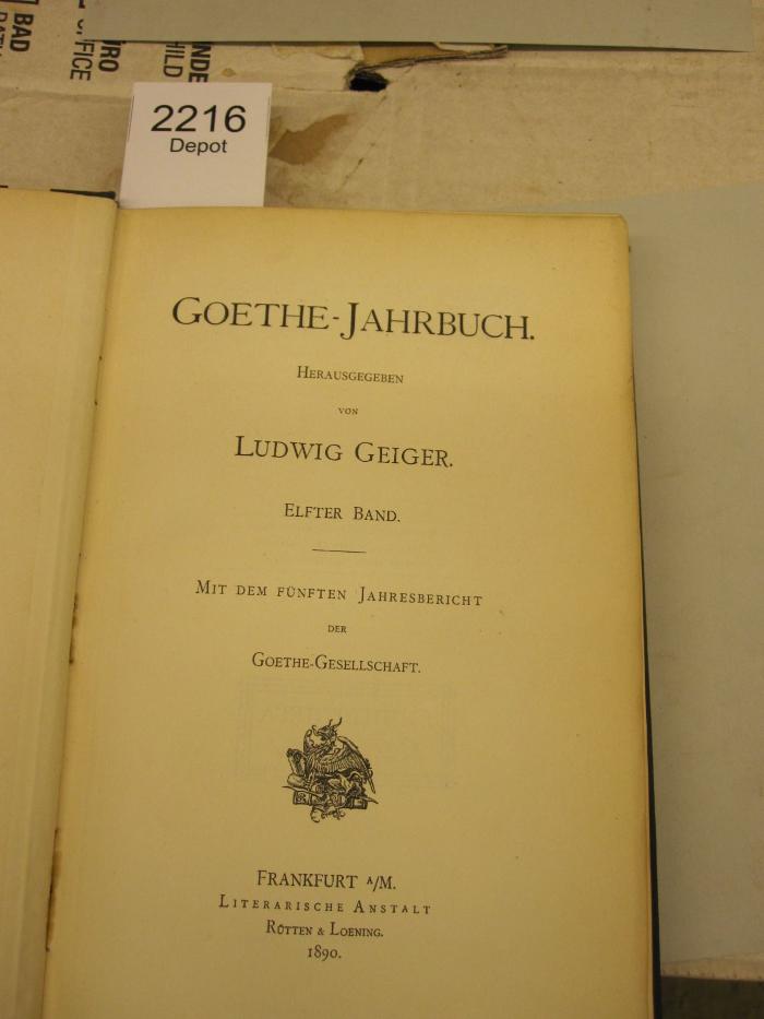  Goethe-Jahrbuch (1890)