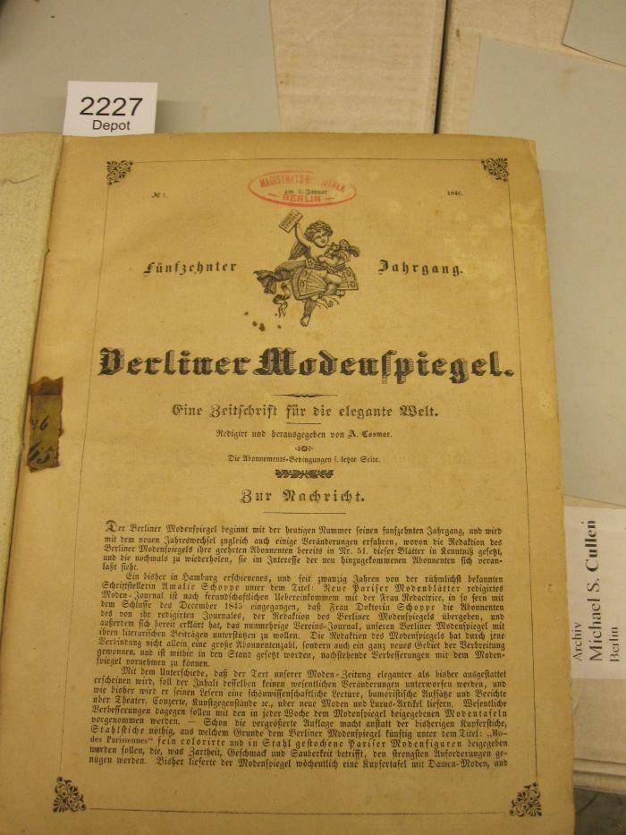 Berliner Modenspiegel : Eine Zeitschrift für die elegate Welt (1846)