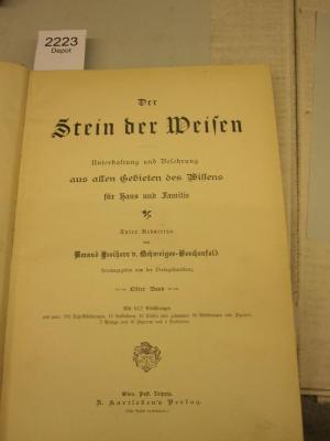  Der Stein der Weisen : Unterhaltung und Belehrung aus allen Gebieten des Wissens ([1894])