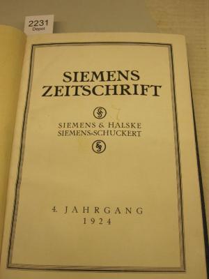 XI 1917 x: Siemens Zeitschrift (1924)