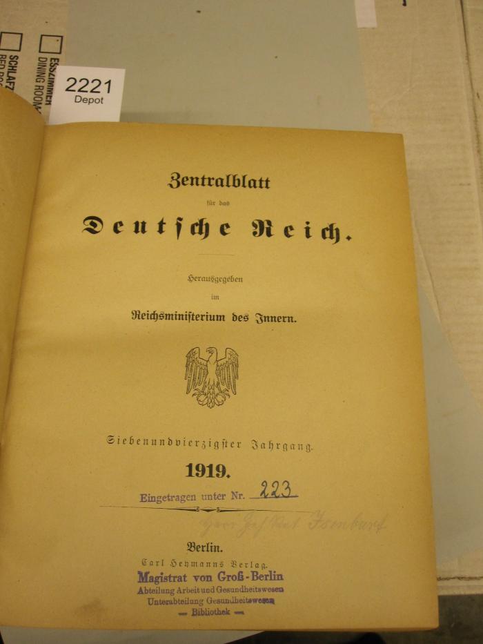  Zentralblatt für das Deutsche Reich (1919)