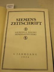 XI 1917 x: Siemens Zeitschrift (1924)