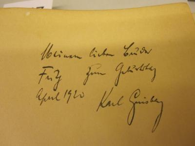  Berlin wie es war ([1919]);- (Ginsberg, Fritz;Ginsberg, Karl), Von Hand: Name, -, Datum, Widmung; 'Meinem lieben Bruder Fritz zum Geburtstag April 1920 Karl Ginsberg'. 