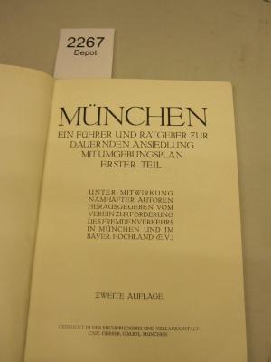  München : Ein Führer und Ratgeber zur dauernden Ansiedlung mit Umgebungsplan (o.J.)