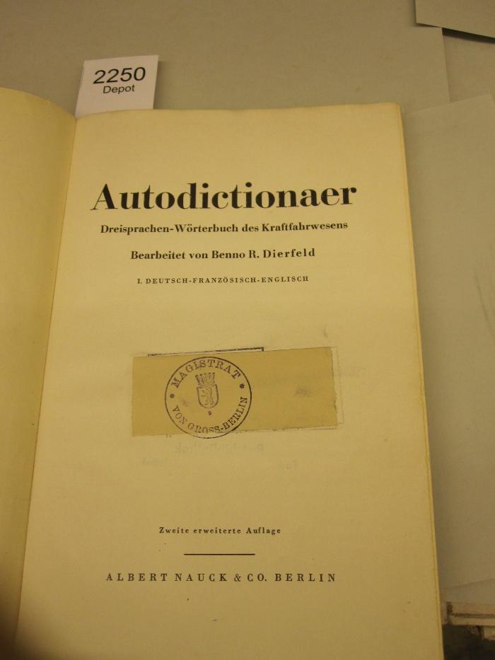  Autodictionaer : Dreisprachen-Wörterbuch des Kraftfahrwesens (o.J.)