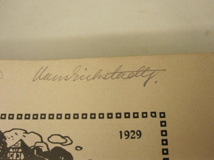  Mitteilungen (1929);- (Eichstädt, Hans ), Von Hand: Autogramm, Name; 'Hans Eichstädt'. 