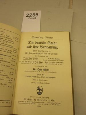  Die deutsche Stadt und ihre Verwaltung : Technik: Städtebau, Tief- und Hochbau (1926)