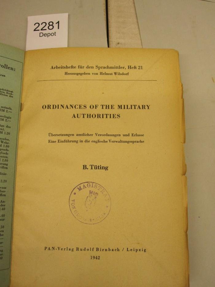  Ordinances of the military Authorities (1942)