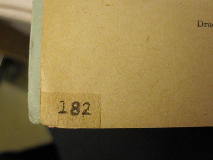  Ordinances of the military Authorities (1942);- (unbekannt), Etikett: Nummer; '182'.  (Prototyp)