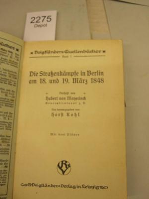 MB 4,34: Die Straßenkämpfe in Berlin am 18. und 19. März 1848 (o.J.)