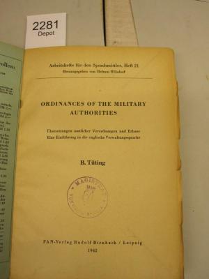  Ordinances of the military Authorities (1942)