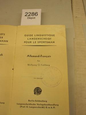  Guide Linguistique Langenscheidt pour le Sportsman : Allemand-Francais (o.J.)