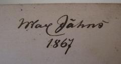 - (Jähns, Max), Von Hand: Autogramm, Name, Datum; 'Max Jähns 1867'. 