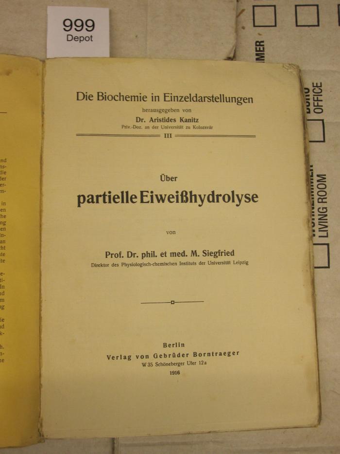  Über partielle Eiweißhydrolyse (1916)