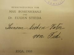 - ([?], Peter;[?], Fed.), Von Hand: Name, Widmung; 'Seinem lieben Peter von Fed.'. 