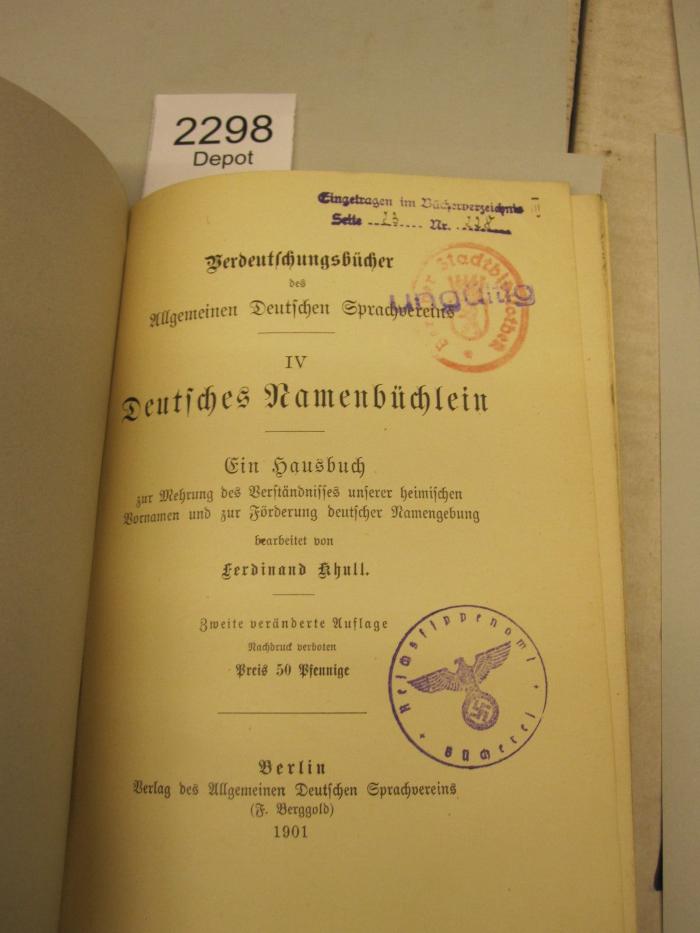  Deutsches Namenbüchlein : Ein Hausbuch (1901)