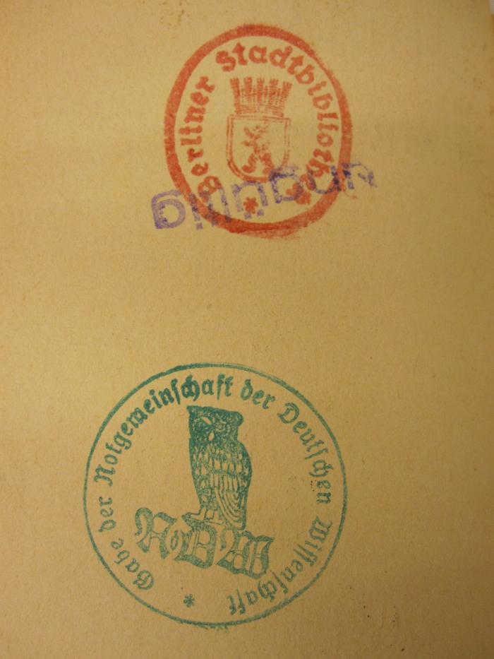  La Noblesse Belge : Annuaire de 1929-1930 (1932);- (Notgemeinschaft der Deutschen Wissenschaft), Stempel: Name, Besitzwechsel; 'Gabe der Notgemeinschaft der Deutschen Wissenschaft
NDW'. 