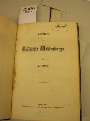 Ao 1761: Leitfaden der Geschichte Mecklenburgs (1861)