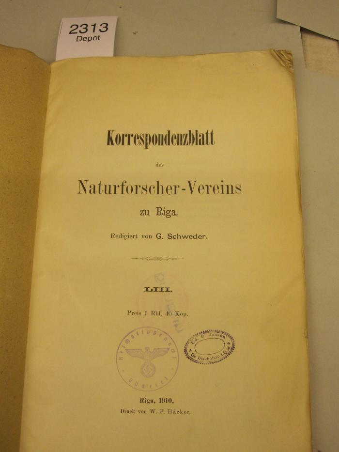  Korrespondenzblatt des Naturforscher-Vereins zu Riga (1910)