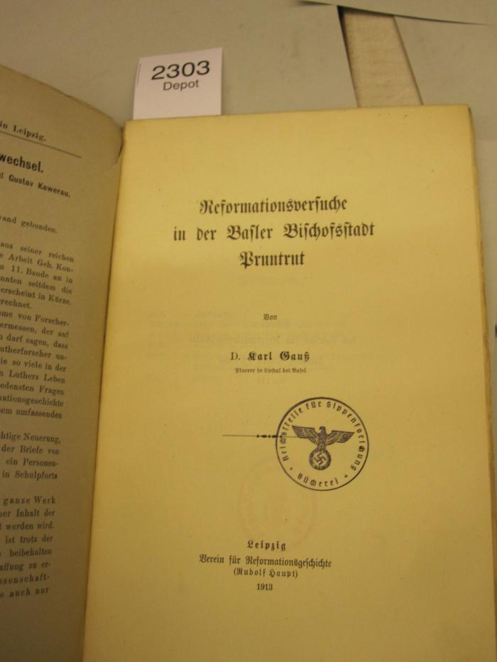  Reformationsversuche in der Basler Bischofsstadt Pruntrut (1913)