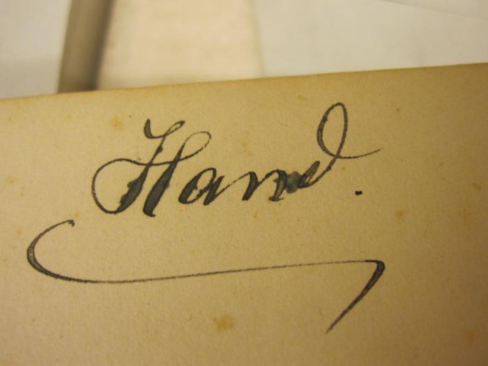 Ao 1761: Leitfaden der Geschichte Mecklenburgs (1861);- (Hand, Elisabeth), Von Hand: Autogramm, Name; 'Hand'. 