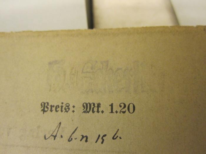  Reformationsversuche in der Basler Bischofsstadt Pruntrut (1913);- (Eckerlin, H.), Stempel: Name; 'H. Eckerlin'. ;- (unbekannt), Von Hand: Notiz, Nummer; 'A.b.n. 19 b'. 