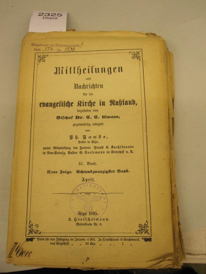 Mittheilungen und Nachrichten für die evangelische Kirche in Rußland (1895)