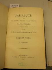  Jahrbuch für Geschichte, Sprache und Litteratur Elsass-Lothringens (1889)