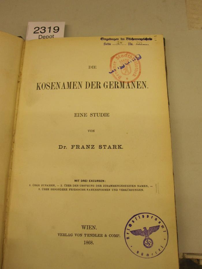 Die Kosenamen der Germanen : eine Studie (1868)