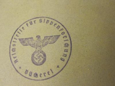  Deutsches Banquier-Buch : Deutsche Banken und Banquiers (1906);G46 / 4022 (Reichsstelle für Sippenforschung (Berlin)), Stempel: Name, Berufsangabe/Titel/Branche, Wappen; 'Reichsstelle für Sippenforschung
+ Bücherei +'.  (Prototyp)