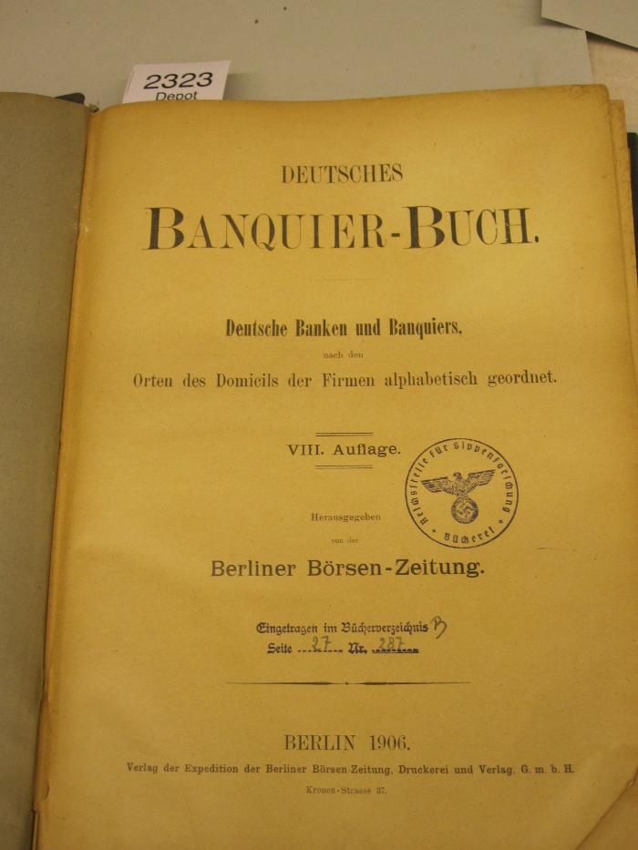  Deutsches Banquier-Buch : Deutsche Banken und Banquiers (1906)