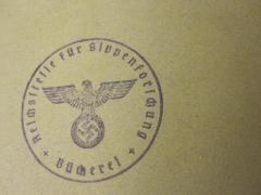 G46 / 4022 (Reichsstelle für Sippenforschung (Berlin)), Stempel: Name, Berufsangabe/Titel/Branche, Wappen; 'Reichsstelle für Sippenforschung
+ Bücherei +'.  (Prototyp)