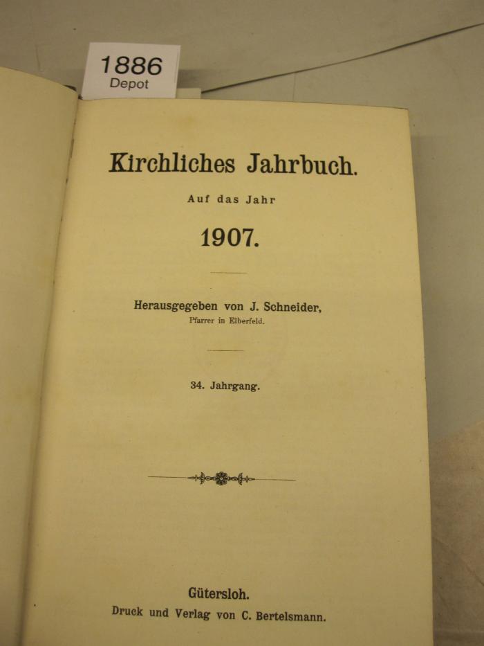  Kirchliches Jahrbuch. Auf das Jahr 1907