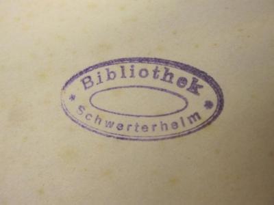  Neues vom Jagdschloß Stern [und Beiträge zur Geschichte der Potsdamer Riesengrenadiere] (1912);- (Bibliothek Schwerterheim), Stempel: Name; 'Bibliothek Schwerterheim'. 