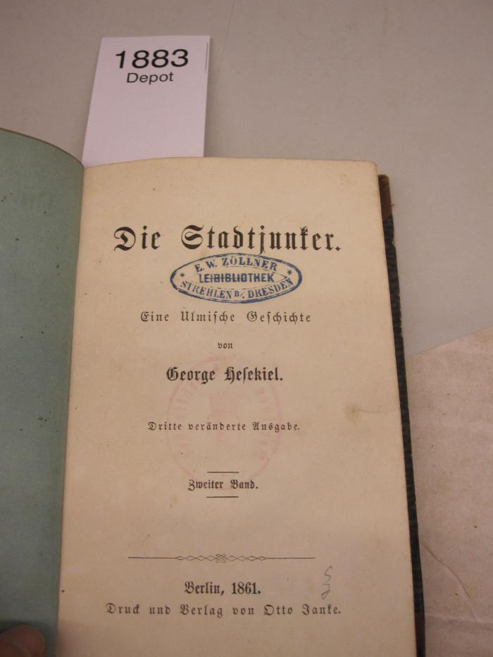  Die Stadtjunker. Eine Ulmische Geschichte (1861)