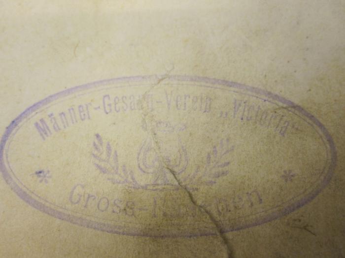  Ausgabe für Deutschland (1895);- (Männer-Gesang-Verein "Victoria" Gross-N(...)hen), Stempel. 