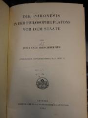 ZA 1393: Die Phronesis in der Philosophie Platons vor dem Staate (1932)