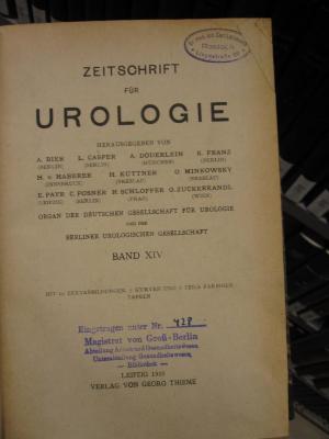 ZA 1480: Zeitschrift für Urologie. Band XIV (1920)