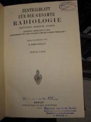 ZA 1450: Zentralblatt für die gesamte Radiologie (Röntgen, Radio, Licht). Band 1 - 8. (1926-1930)