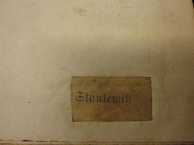 ZA 2138;- (Staukewitz, [?]), Etikett: Name; 'Staukewitz'. 