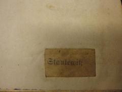 - (Staukewitz, [?]), Etikett: Name; 'Staukewitz'. 