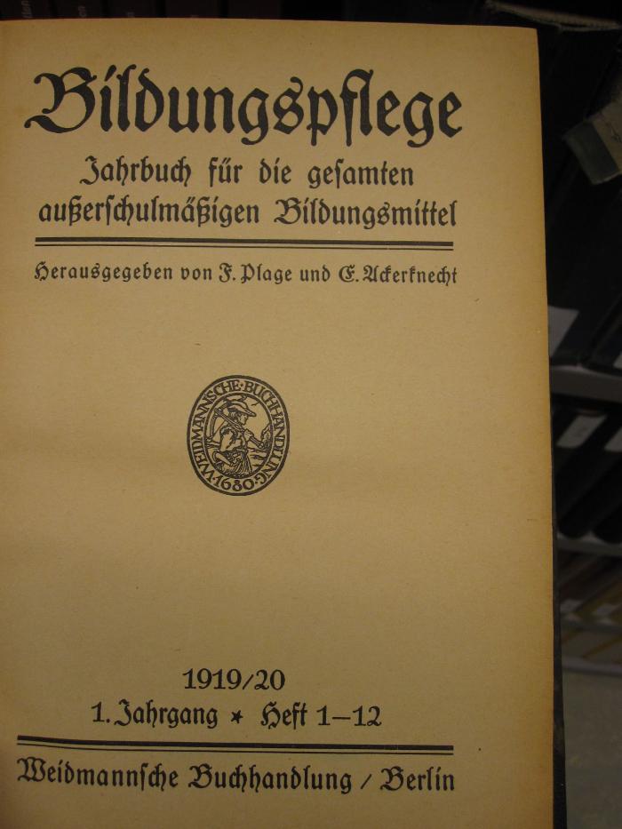 ZA 2133: 1. Jahrgang (1919/20)