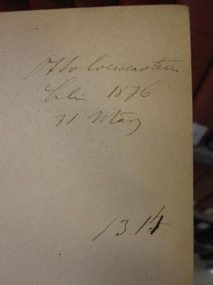 ZA 2277: 2. Jahrgang (1874);- (Löwenstein, Otto), Von Hand: Autogramm, Ortsangabe, Datum; 'Otto Loewenstein
Berlin 1876
14. März'. 