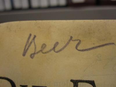 ZA 2301: 4. Jahr (1902);- (Beer, [?]), Von Hand: Autogramm, Name; 'Beer'. 