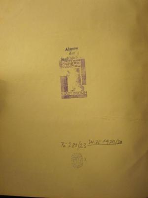 ZA;Pä 1192;280/23 ;34.35 1929/30: Jugendschriften-Warte (1929);- (VB Spandau), Stempel: Besitzwechsel: makuliert; 'Abgang der Stadtbücherei'. ;- (VB Spandau), Stempel: Name, Berufsangabe/Titel/Branche, Ortsangabe, Abbildung; 'Stadtbücherei Spandau Stadt Berlin'.  (Prototyp);- (VB Spandau), Von Hand: Nummer; '100/9'. 