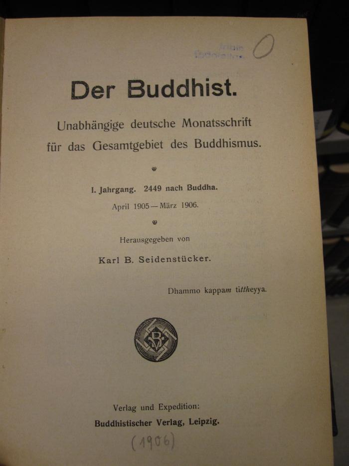 ZA 2641: Der Buddhist (1906)
