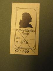 Lm / 219 (Lessing-Museum (Berlin)), Von Hand: Signatur; '1158
XIII l. 288'. 