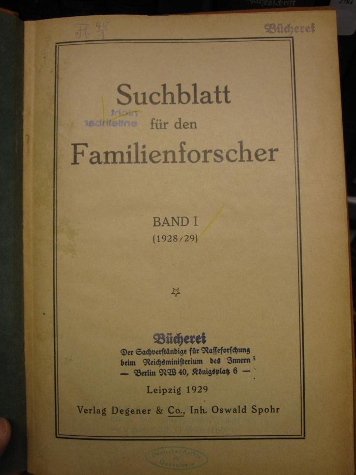ZA 2766: Suchblatt für den Familienforscher (1929-31)