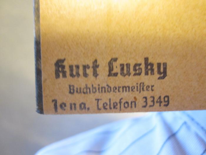 ZA 2756: Deutsches Tuberkulose-Blatt (1938);G45II / 2447 (Lusky, Kurt (Buchbinder)), Stempel. 